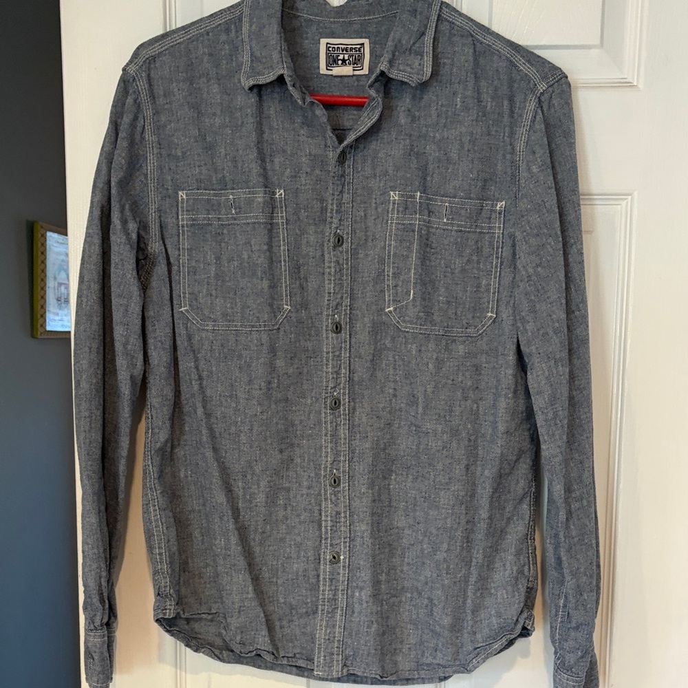 Converse Brand Denim Blue Long Sleeve Shirt